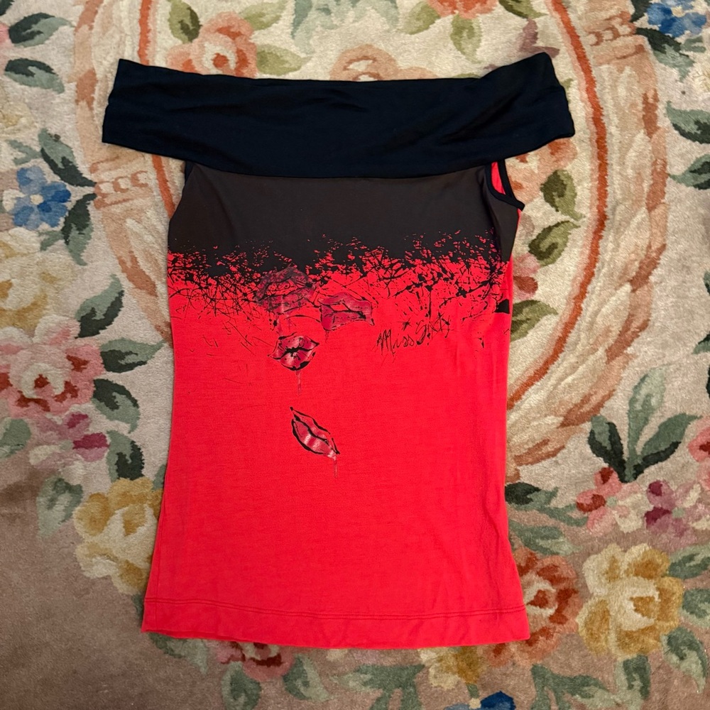 Miss Sixty sleeveless red and black top. Small.
